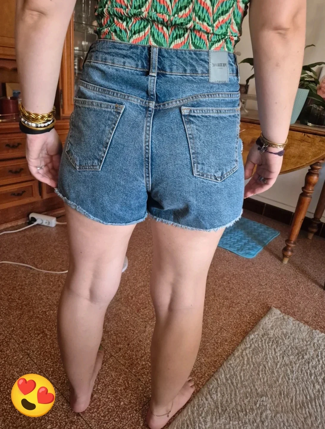 Solid color denim shorts – photo 3